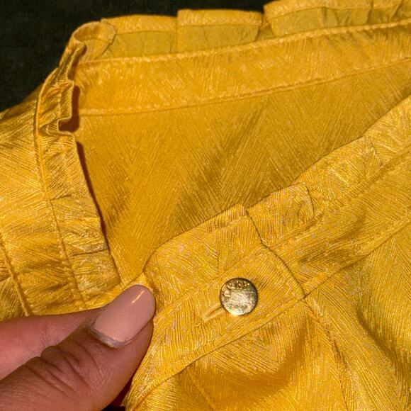 DKNY Sleeveless Ruffle Blouse Women's Medium Yellow No Size Tag - Picture 6 of 6